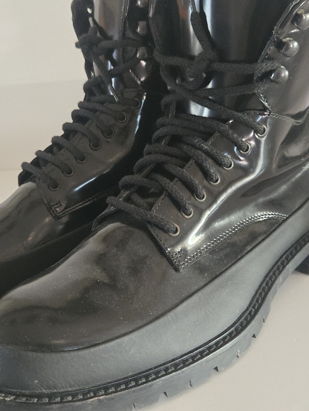 J Lindeberg Alfa Tech Ankle BootMen's Black Patent Lace-Up